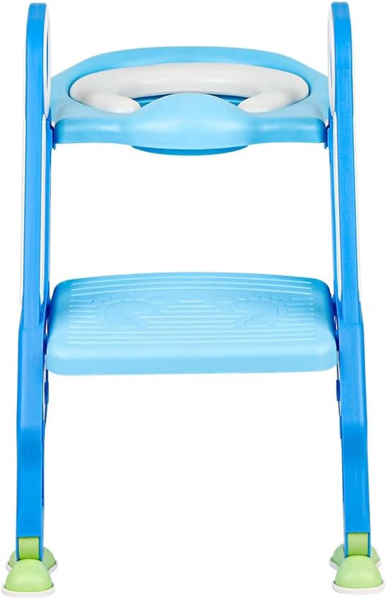 Opvouwbare en verstelbare toiletbril voor kinderen, met brede en antislip treden, comfortabele gevoerde toiletbril (lichtblauw + blauw)