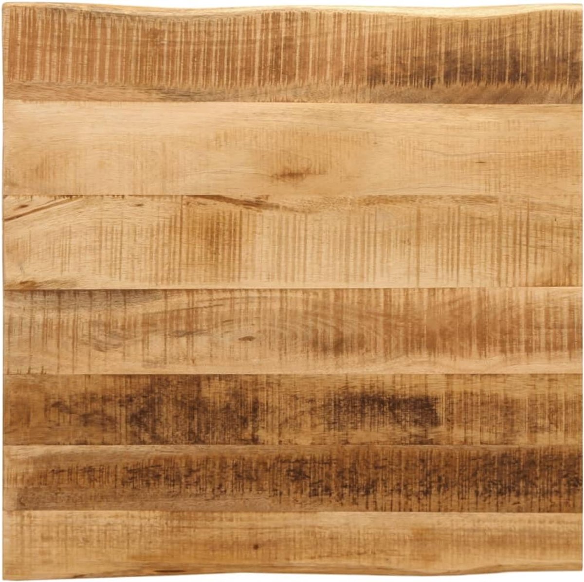 Mangohout tafelblad met rustieke boomrand 60 x 60 x 3,8 cm - ruw massief hout voor tafelframe - natuurlijke takken en nerf - eenvoudige reiniging