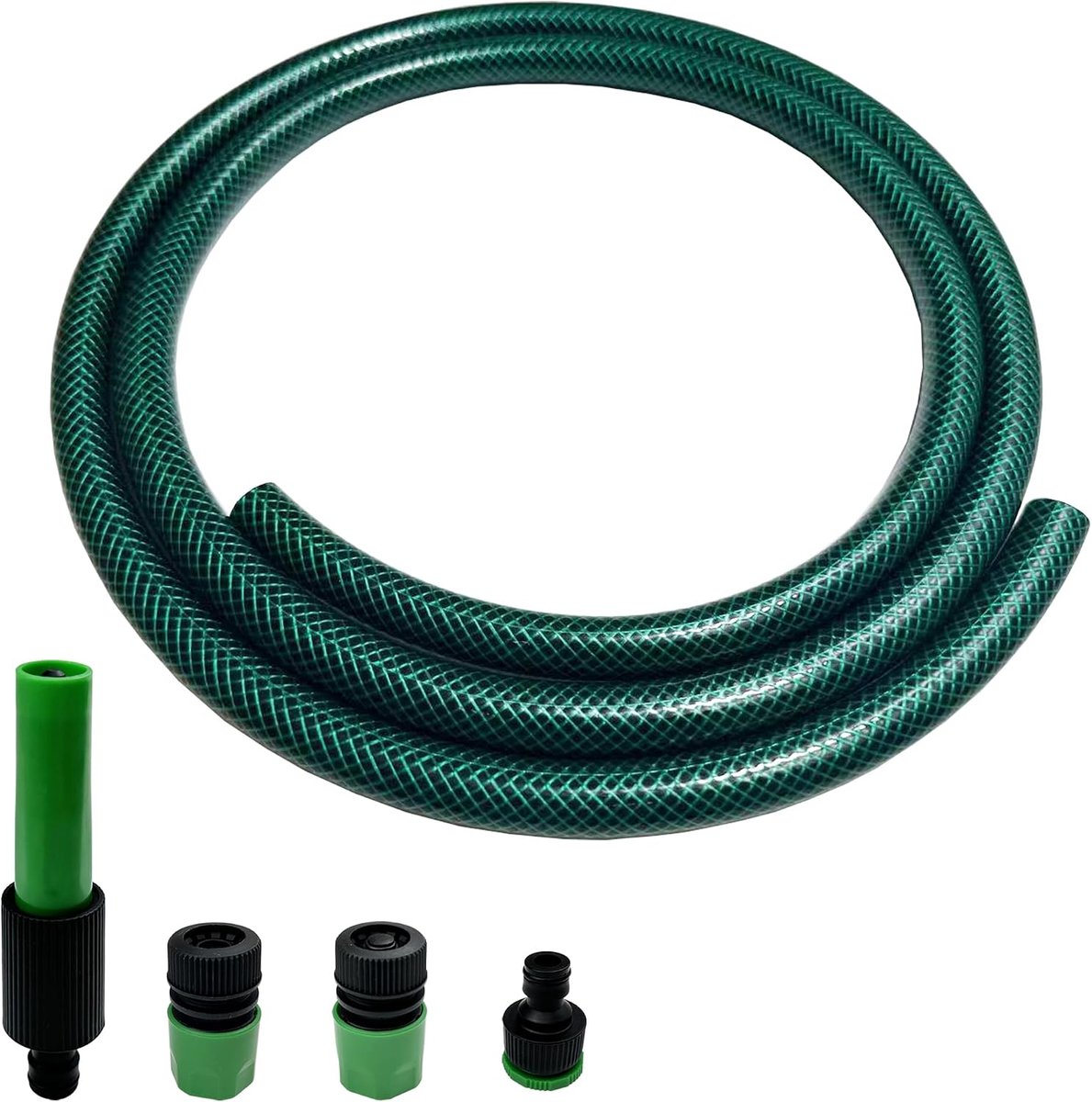Korte PVC‑tuinslang met kunststof snelkoppeling