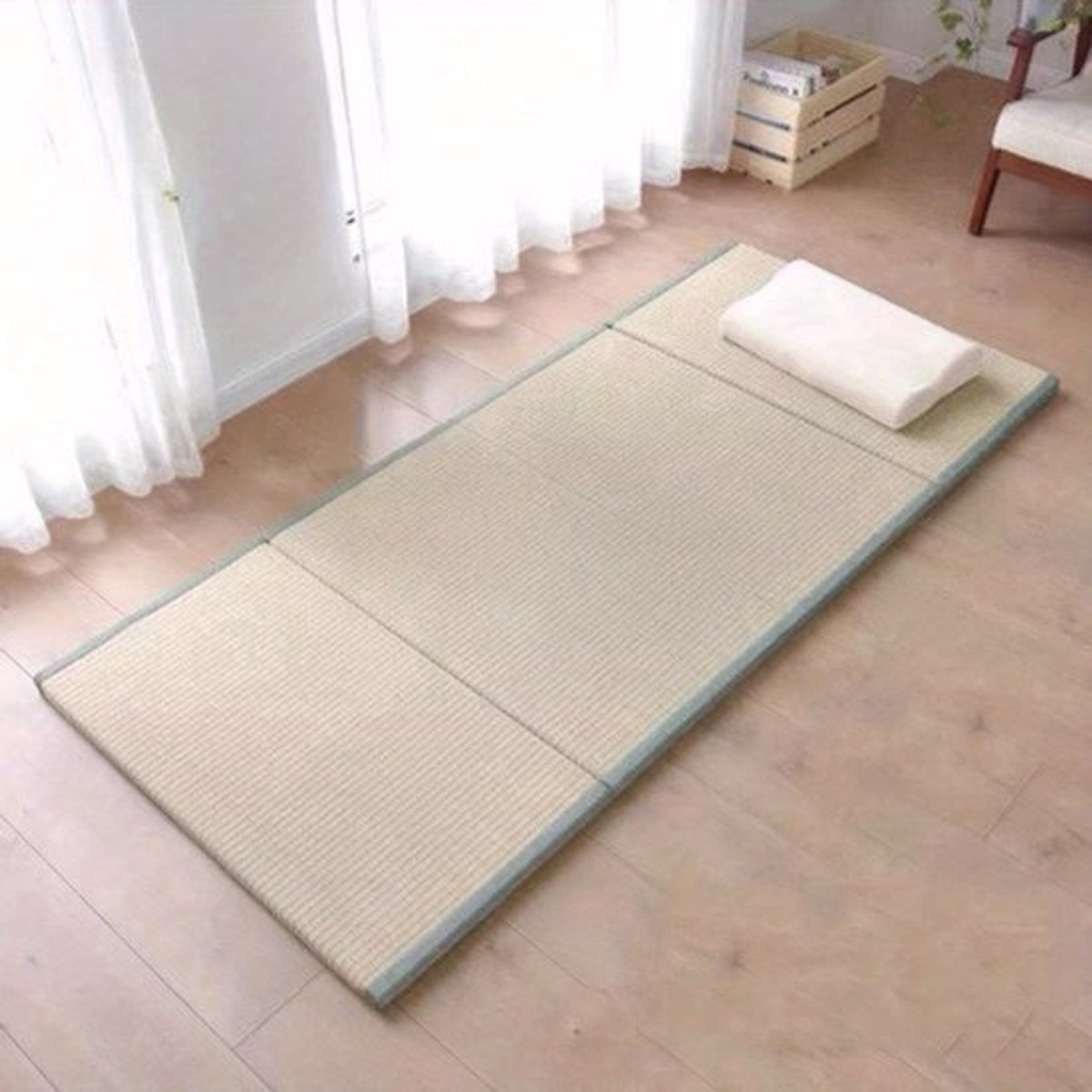 Turnmat – Gymnastiekmat – Vloermat – Trainingsmat – Tatamimat – Opvouwbaar – Natuurlijk Riet – Frisse Geur – 200x90x3,5 cm