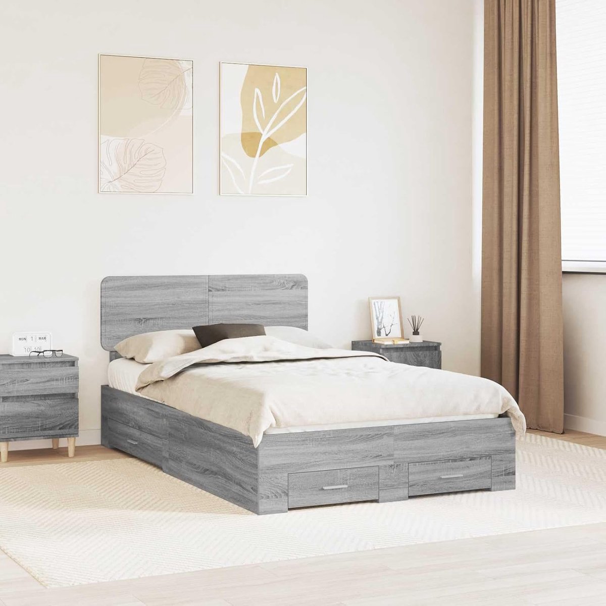 Bewerkt hout Met lades Grijs Sonoma 120 x 190 cm