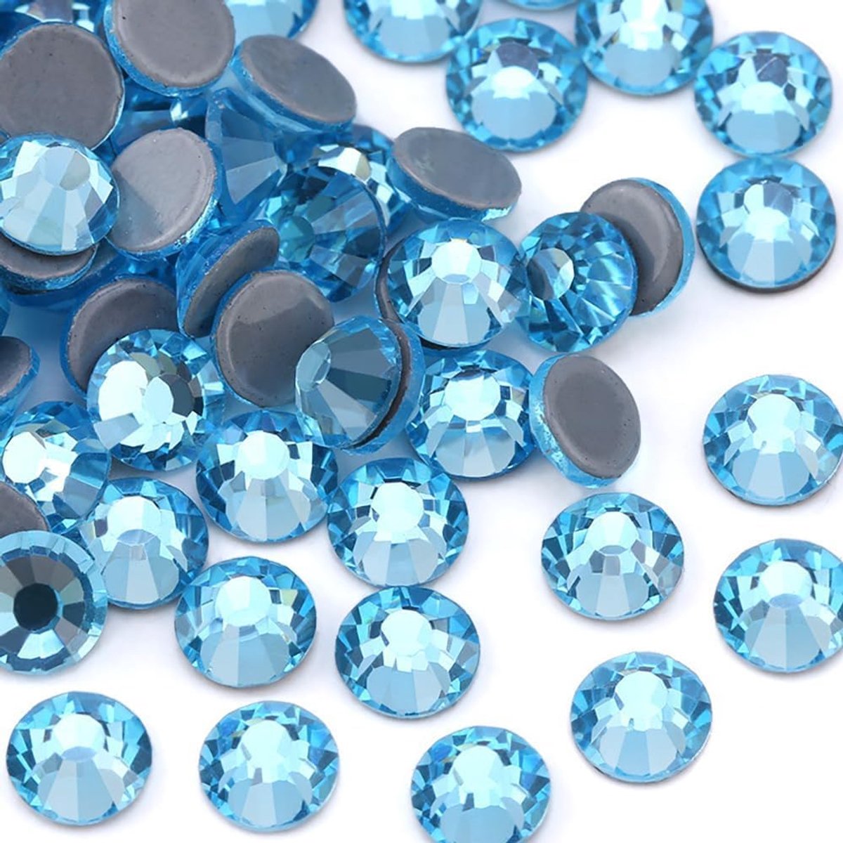 Hotfix Steentjes Bulk - Glazen Strass Edelstenen voor Stof, Kleding, Ambachten & Bedazzling 6,4 mm (ss30, 288 stuks, Aquamarine)