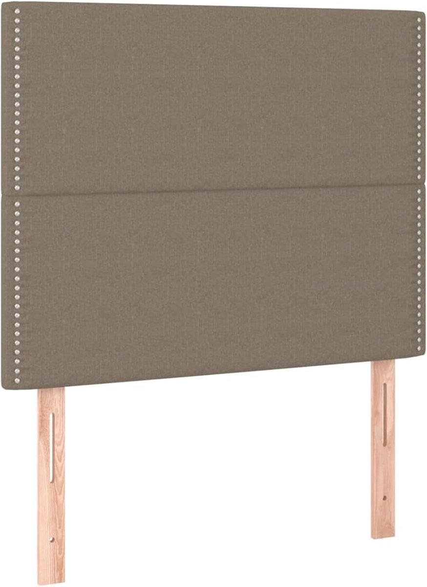 Hoofdeinde taupe, 90 x 5 x 118/128 cm, stof, voor bedden zonder hoofdeinde, ideaal voor slaapkamer en moderne woonkamers, eenvoudige montage, gemakkelijk te reinigen en rugvriendelijk zitten