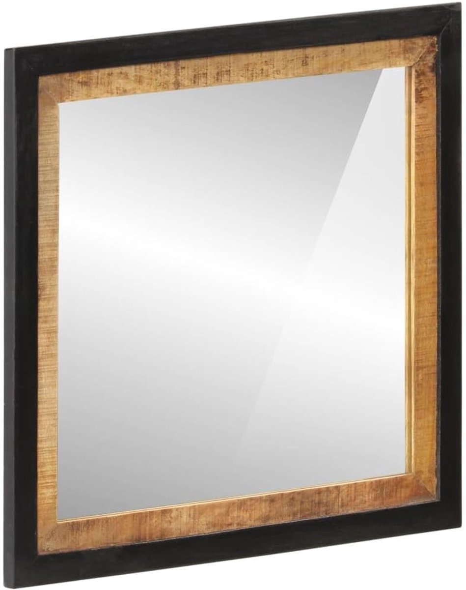 55 x 1 x 60 cm, van glas en massief mangohout, wandmontage, spiegel voor kleine badkamer, heldere onvervormde spiegeling voor make-up en scheren