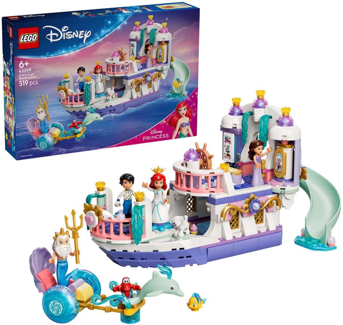 LEGO Disney Princess Ariëls Koninklijke Trouwboot Bouwpakket voor Kinderen met 7 Poppetjes 43299 — cadeau in Spellen & Speelgoed - foto 5
