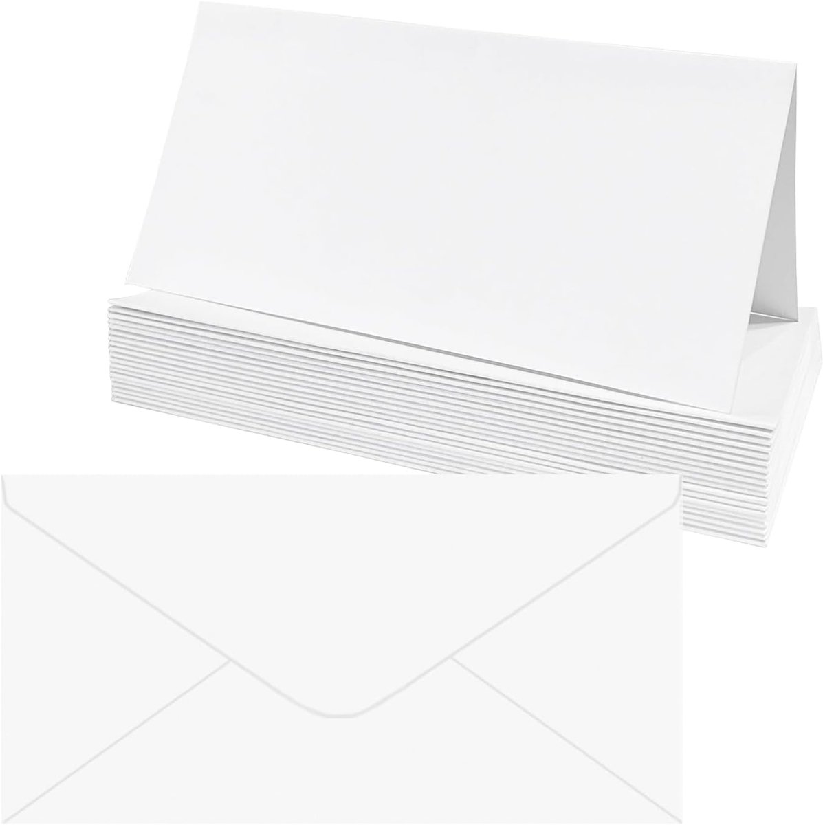 20 Set DIN DL Witte Blanco Kaarten met Briefenveloppen, 100gsm Enveloppen 300gsm Vouwkaarten voor Wenskaarten, Uitnodigingen, Verjaardagskaarten, Dankkaarten - 10 x 21 cm