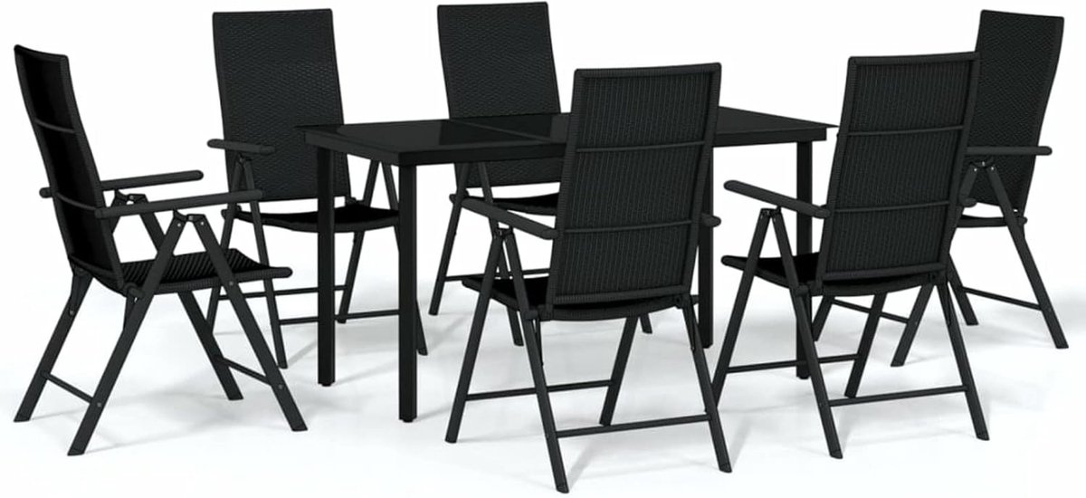 7-delige tuin-eetgroep, tuinmeubelen, zitgroep, tuin-eettafel, outdoorstoelen, in 7 hellingposities, verstelbaar, tuinset, set met 6 stoelen, 1 tafel