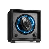 Klarstein watchwinder voor automatische horloges, automatische watchwinder voor 1 horloge, automatische watchwinder met acryl kijkvenster, automatische watchwinder, blauwe leds, watchwinder met 4 TPD instellingen