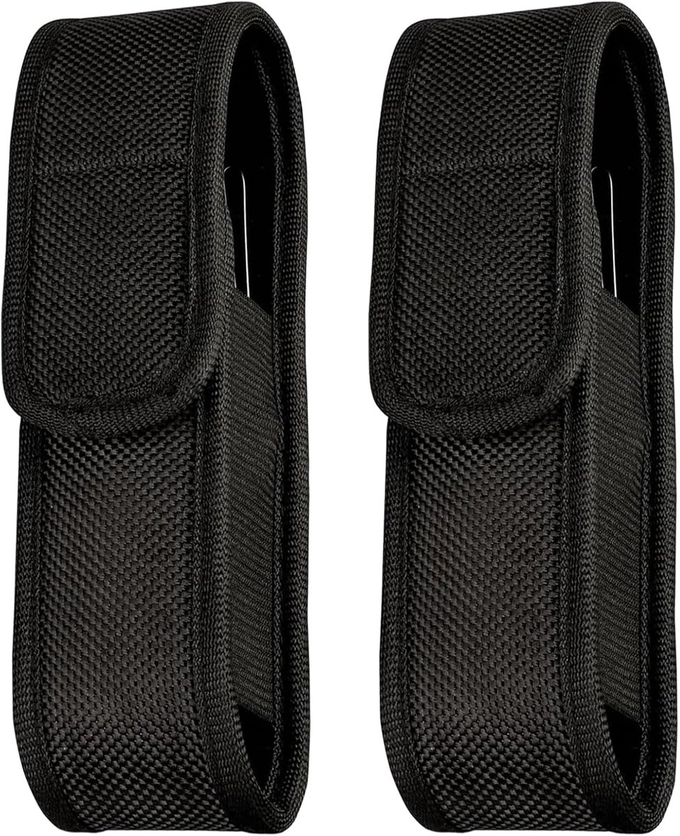 2 stuks zaklamphouders, zaklamphouder van Oxford-stof, zwart, voor riem, wandelen en kamperen, robuuste zakhouder