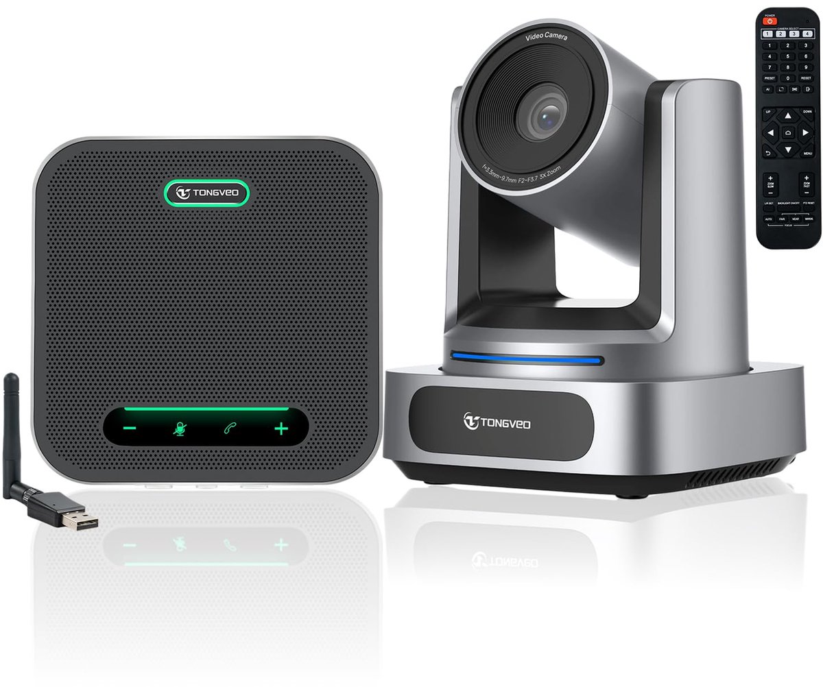 Conferentiecamera 4K PTZ - 3x Optische Zoom - 92° Groothoek - HDMI USB Aansluiting - Grijs - Voor Zakelijke Vergaderingen