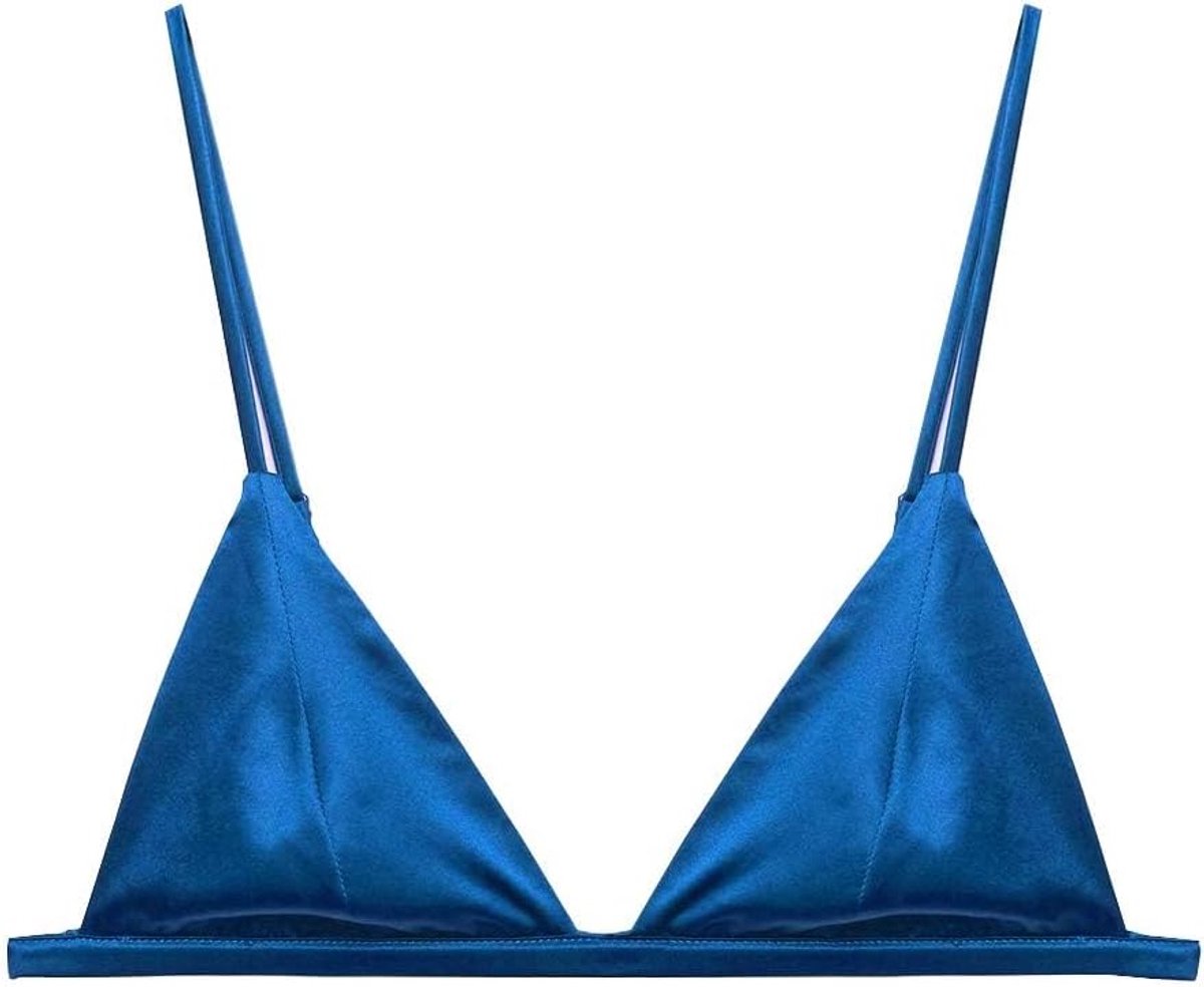 Zijden Satijn Driehoek Bralette Soft Cup Draadloze BH Glad en Comfortabel Draad Gratis BH Top