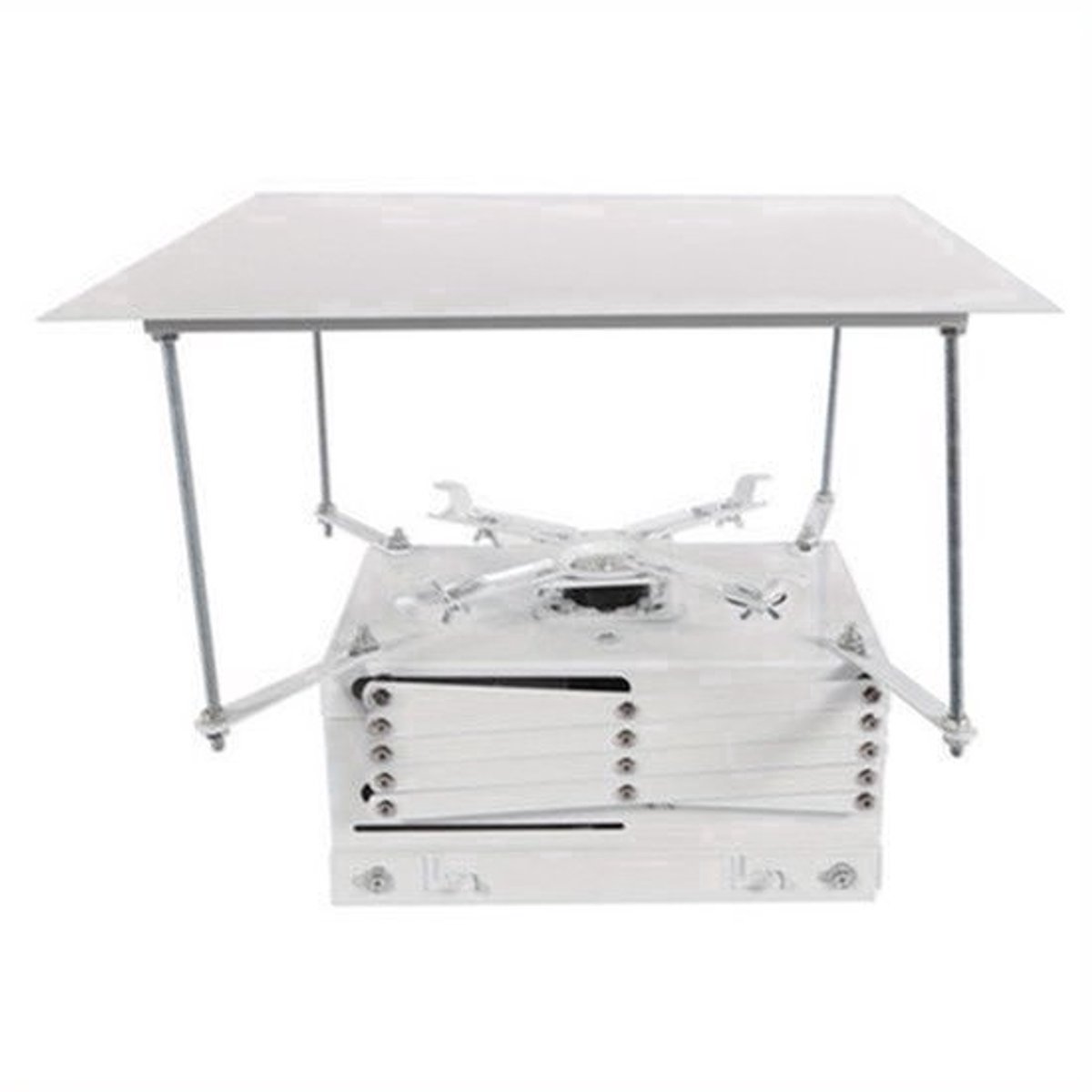 Projectiebeugel – Projectorhouder – Plafondbeugel – Bevestiging Voor Projector – Witte Projectorbeugel – Stevige Houten Constructie – Elektriciteit Niet Nodig