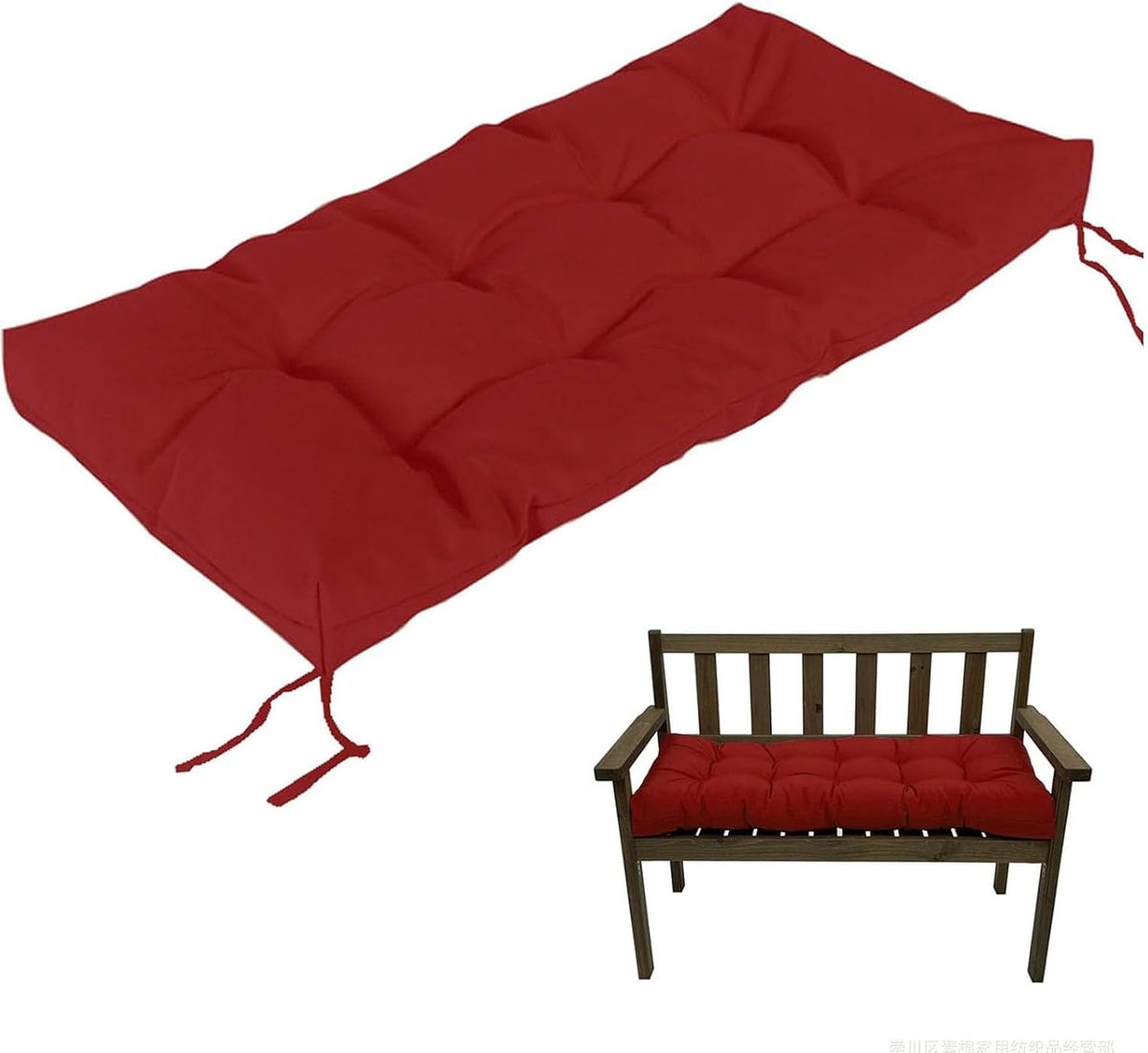 Generisch 8Cm Dick Bankauflage Outdoor, Weich Sitzkissen Sitzbankkissen für Den Außenbereich, rutschfeste Bankkissen Wasserfest Polster Auflagen Sitzauflage Für Gartenbank,Rot,200x60cm