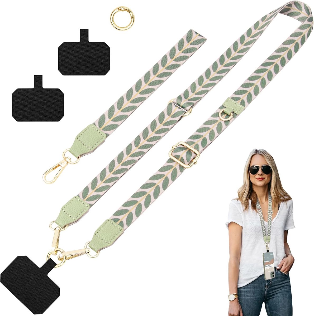 Koord Mobiele Telefoon Polsband Hals en Pols Koord Telefoon Case Verstelbare Schouderriem met 2 Patches voor Smartphones Camera