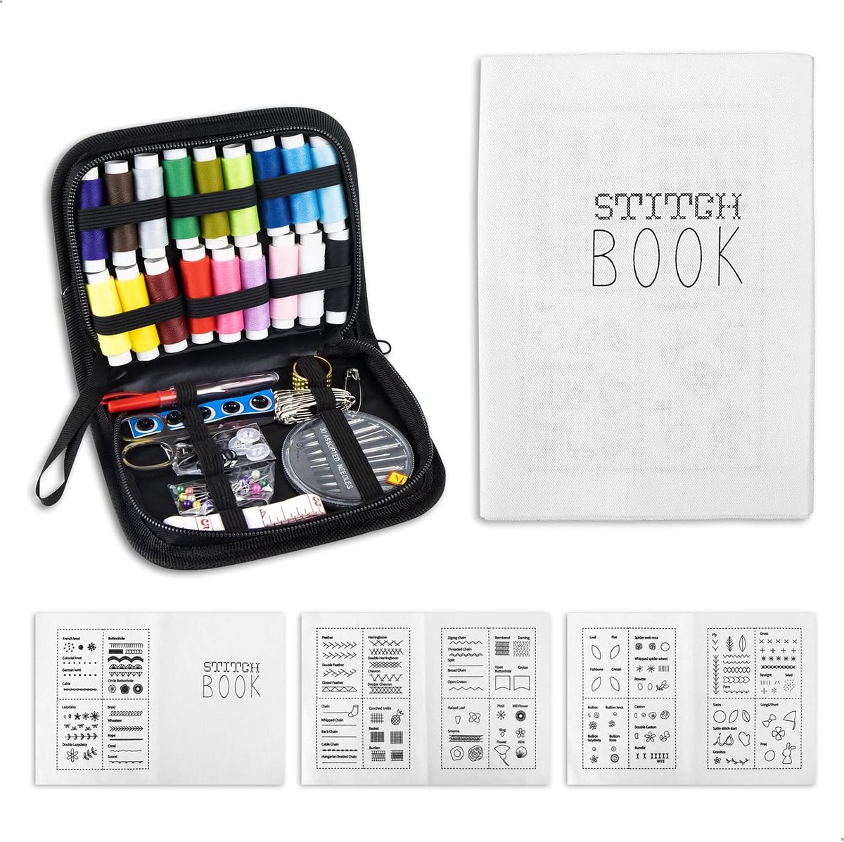 Letuxaamz Borduurset Embroidery Kit Kruissteekset, Cross Stitch Kit het uiterlijk van boeken Bevat drie pagina's met verschillende plantenmotieven Borduurset Toepasbaar op volwassenen Borduurset