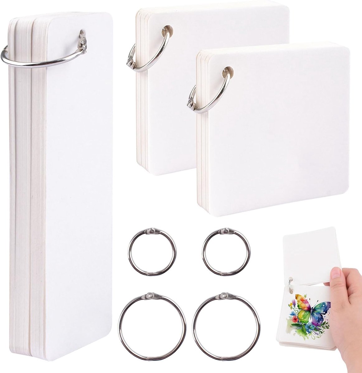 HICOHAND Mini Watercolor Sketchbook, 210 Pages Portable Square Pure Color Small Notebook with Keychain for Travel - ShopVlot