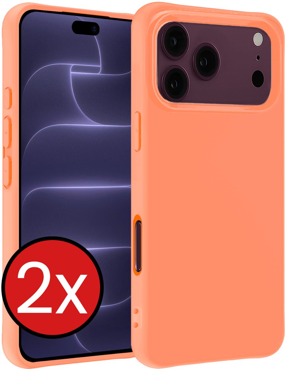Hoesje - 2 Stuks - Geschikt voor Apple iPhone 18 Pro - Sterk & Shockproof - Telefoonhoes - Back Cover - Case Siliconen - Telefoon Hoes - Perzik