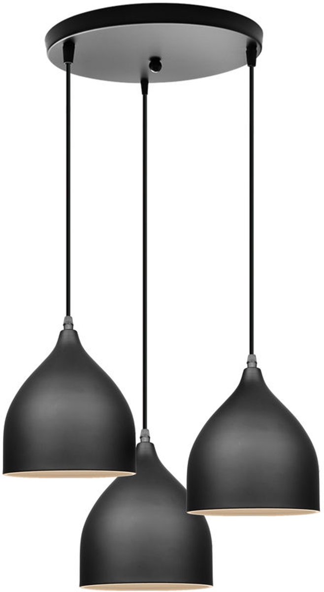 Hanglamp Modern Slaapkamer E27 Plafondverlichting 3 Licht Kroonluchter voor Keuken Eetkamer Cafe Zwart