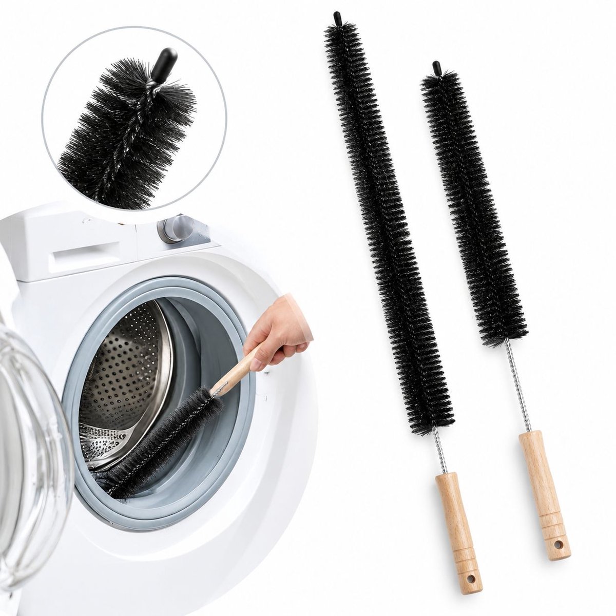 VHV - Radiatorborstel - 2 stuks - Verwarming schrobborstel - Antislipgreep - Stofbindende borstel - Schoonmaakborstel/rager - Lange handgreep