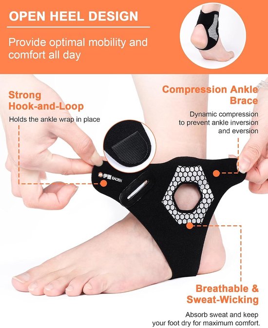 Ultra Dun En Ademend Enkelsteun - Verstelbare Anti-slip Bandage Voor Sport, Hardlopen, Voetbal & Fitness - Geschikt Voor Mannen & Vrouwen - Maat M — afbeelding 5