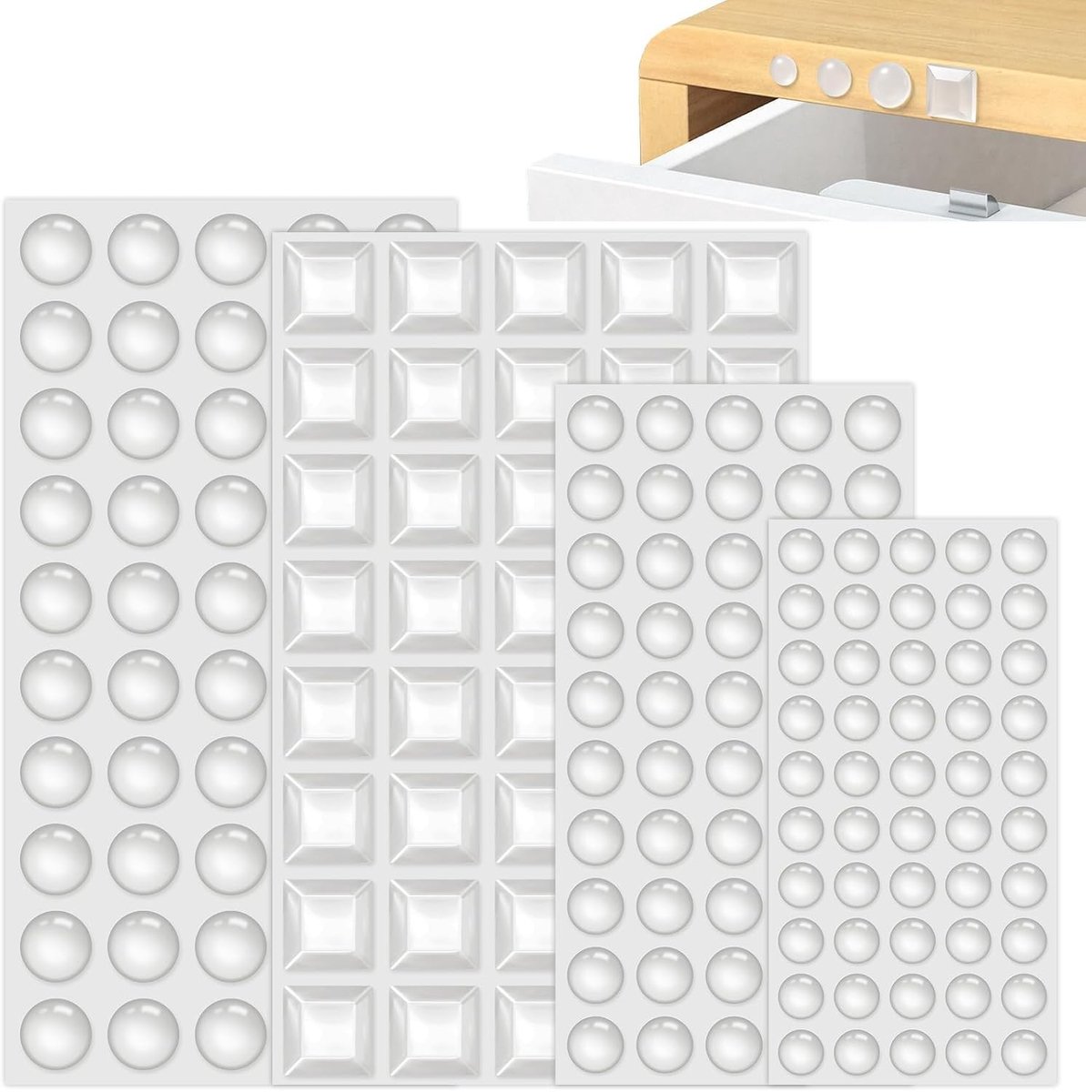 190 Stuks Transparante Beschermbuffers voor Meubels, Deurstoppers en Lades - Elastische Schokdempers in 4 Maten