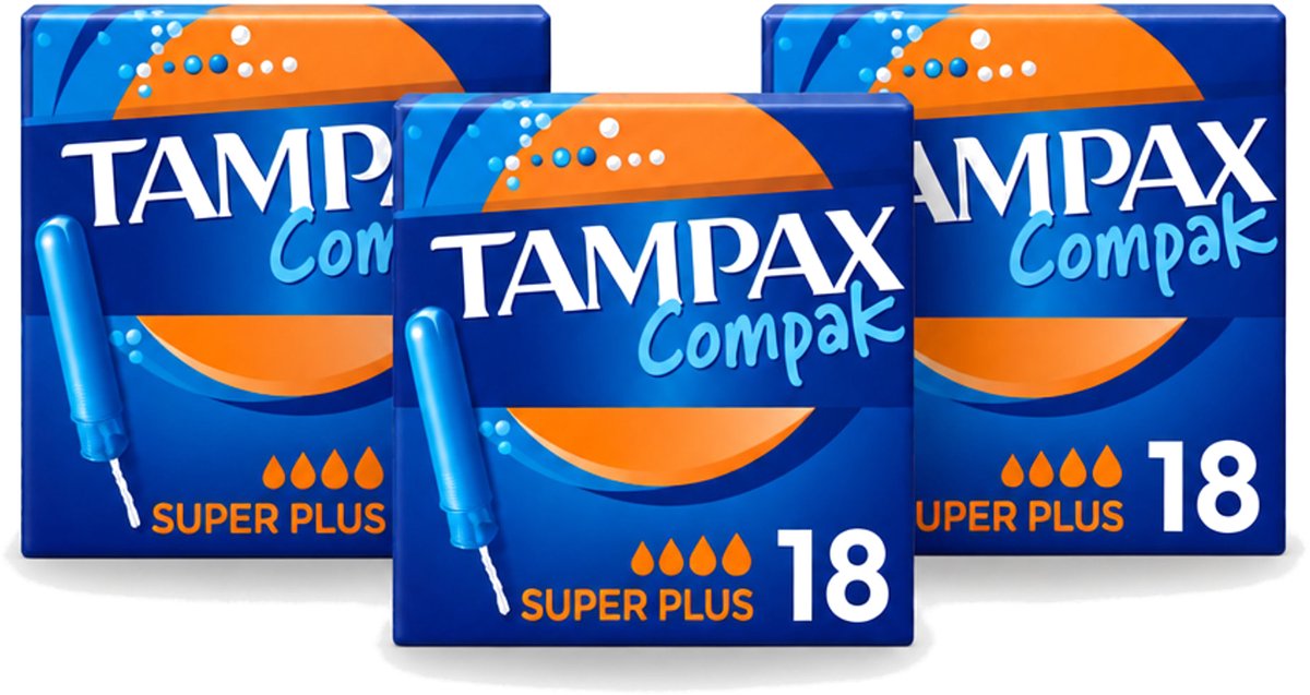 3 x Tampax Compak – Tampons – Super Plus - Voordeelverpakking - 3 stuks