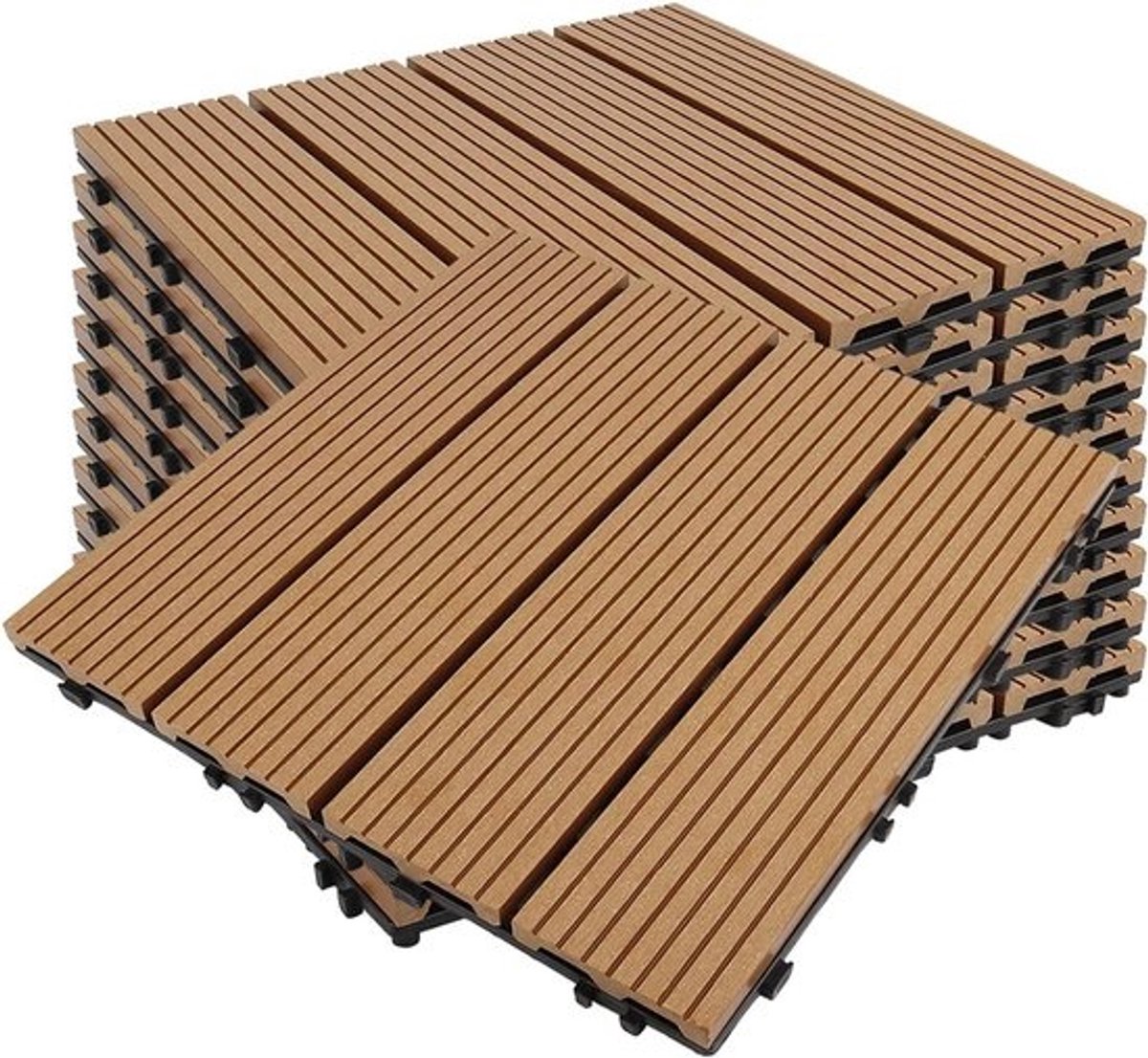 Set van 11 WPC-vlondertegels met kliksysteem - terras en balkon - ca. 1 m²