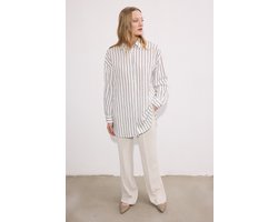 Touché Privé - Gestreepte viscose blouse - Wit - Dames