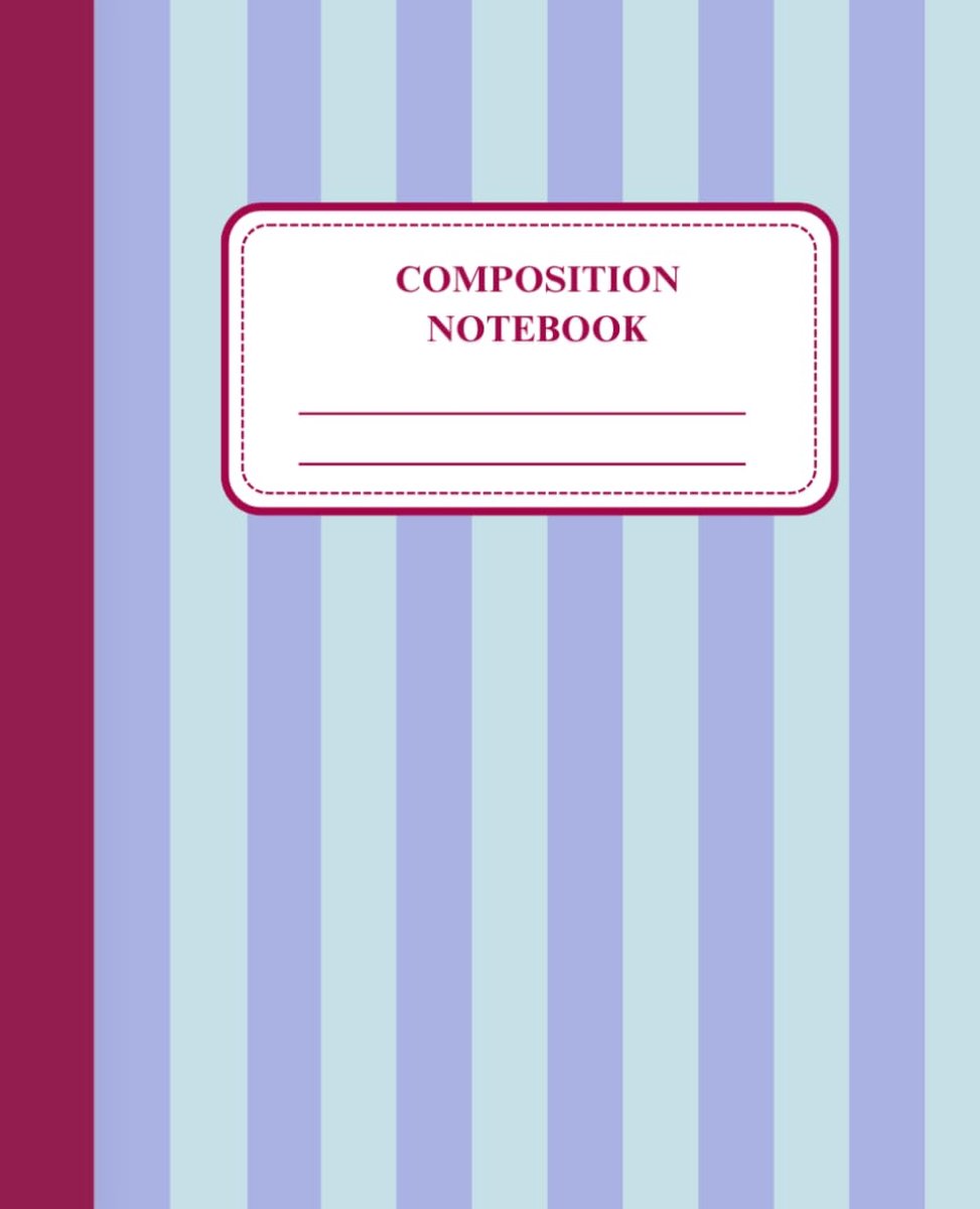 Composition Notebook College Ruled: Purple & Light Blue Stripes Journal with Burgundy Spine for School, College & Work - ShopVlot
