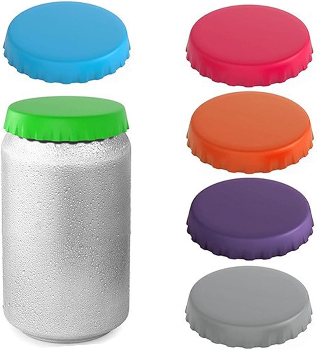 Herbruikbare Siliconen Deksel voor Blikjes - 6 Stuks, Perfect voor Frisdrank en Bier, Diameter 5.5 cm, Ideaal voor Bescherming en Versheid