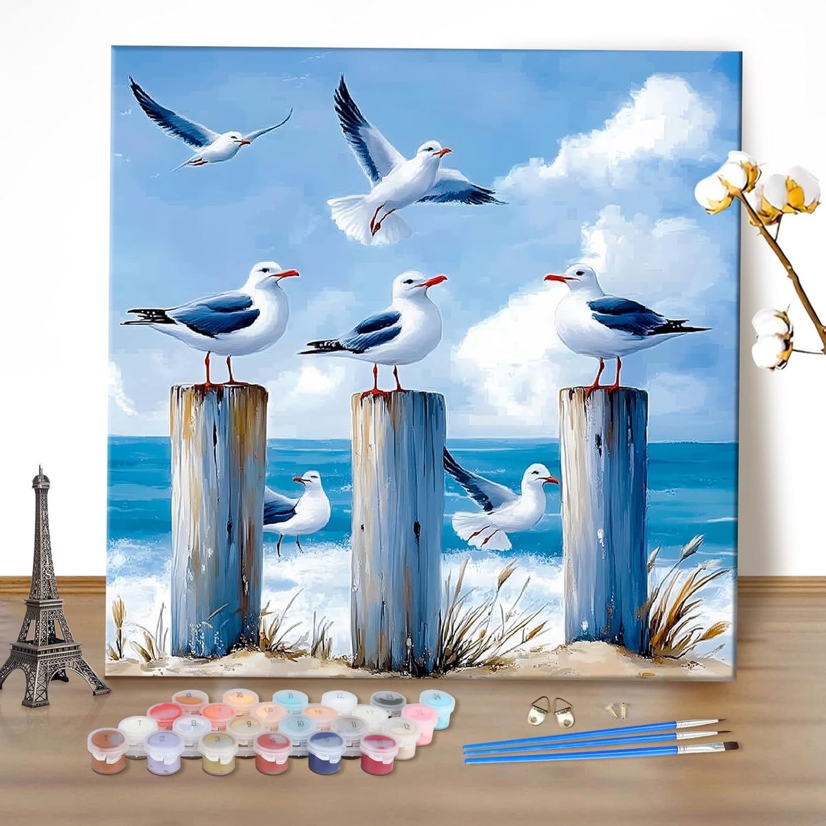 Schilderen op nummers voor volwassenen - Zeemeeuwen - 40x40 cm - Creatieve hobby voor beginners - ShopVlot