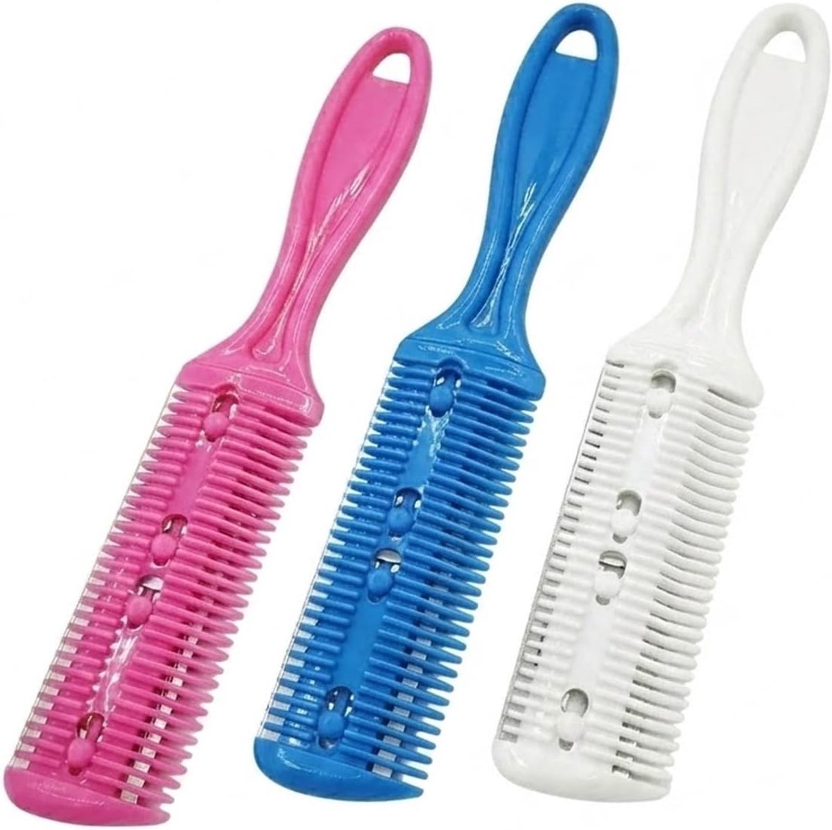 Set van 3 Dunne Kammen, Dubbelzijdige Haarverf Kammen voor Thinning, DIY Knipgereedschap voor Thuis en Salon, Ideaal voor Fijn Haar en Styling, Gemakkelijk Trimmen en Afwerken