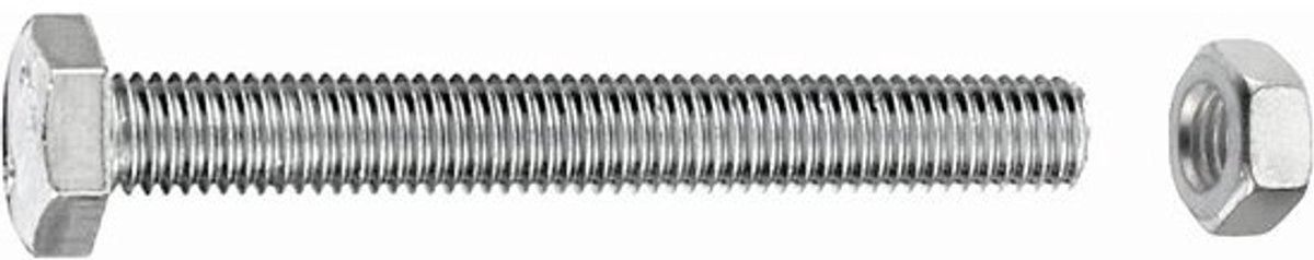 Zeskantschroeven - Metalen bouten - Metaalbewerking - Houtbewerking - Roestvrij staal V2A - M5 x 50 mm - Zilverkleurig