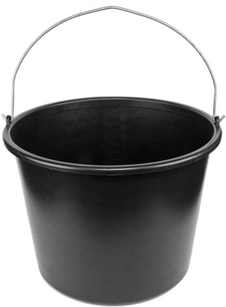 Bradas bouwemmer, PVC, zwart, 12 liter