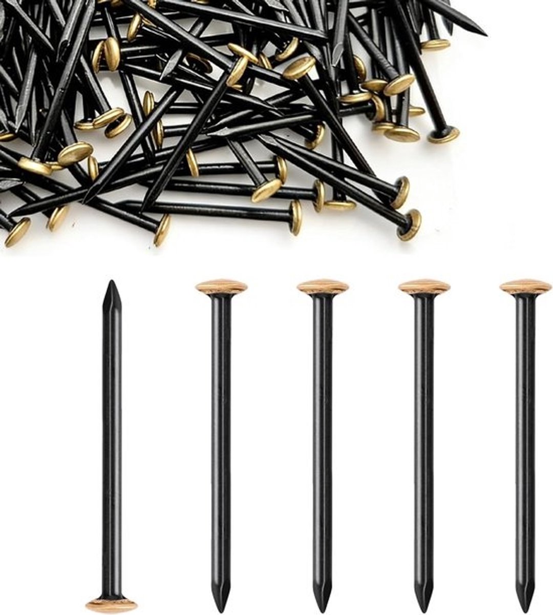 Stalen spijkers - Bevestigingshaken - Voor betonbevestiging - Zonder boren - 30 mm - Zwart-goud