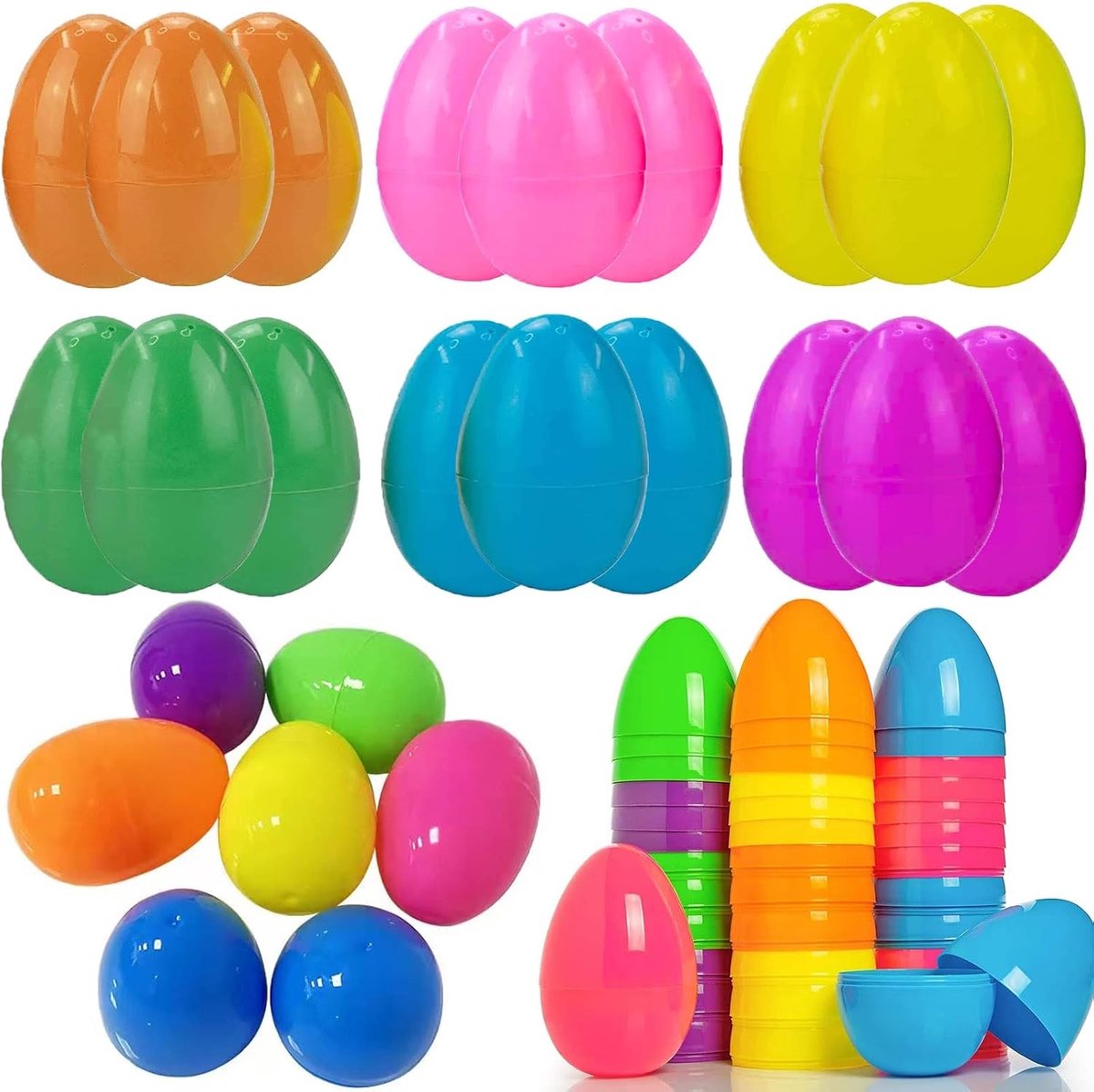 Set van 50 Kleurrijke Plastic Paaseieren voor Vulling, Perfect voor Cadeaus, Snoep en Creatieve Knutselprojecten tijdens Pasen