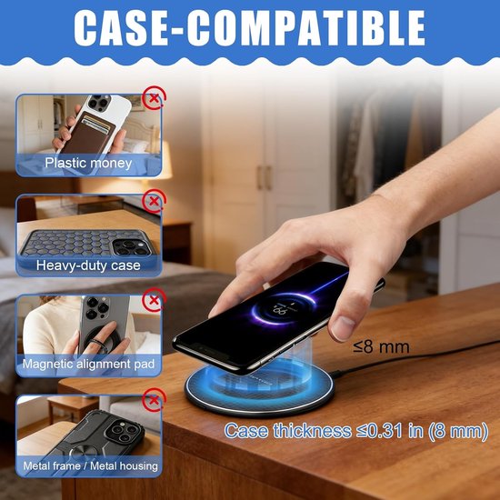 Draadloze 15W Oplaadstation met Indicatorlicht, Draagbare Qi Lader voor Smartphones, Geschikt voor iPhone en Samsung Galaxy Modellen — afbeelding 4