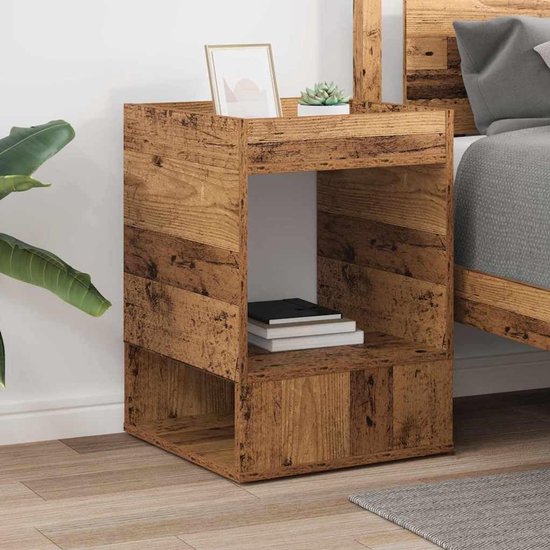 Bijzettafel voor woonkamer van houtmateriaal met rechthoekige vorm en glad oppervlak, bijzettafel voor moderne inrichting met royale legplank — afbeelding 4