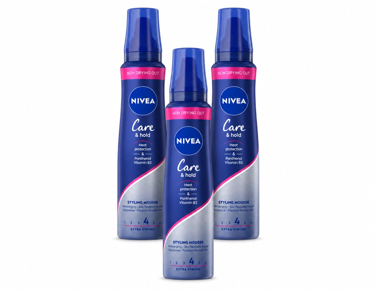 3 x NIVEA - Stylingschuim - Verzorging & Stevigheid - Hittebescherming - 150 ml - Voordeelverpakking - 3 stuks