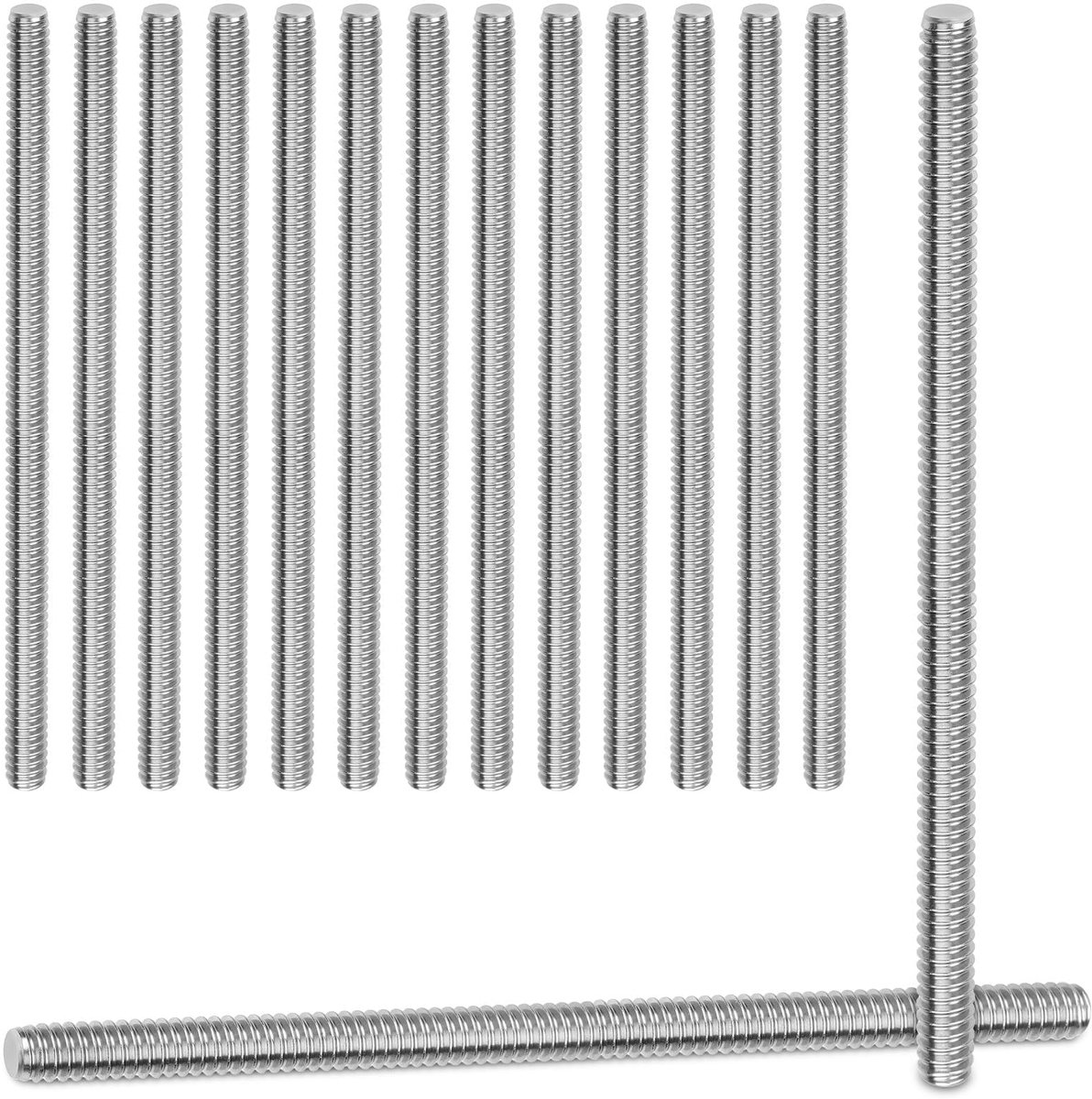 15 stuks draadstang M6x100mm draadstangen roestvrij staal 304 A2 V2A volledig met schroefdraad draadstangen volledig - ShopVlot