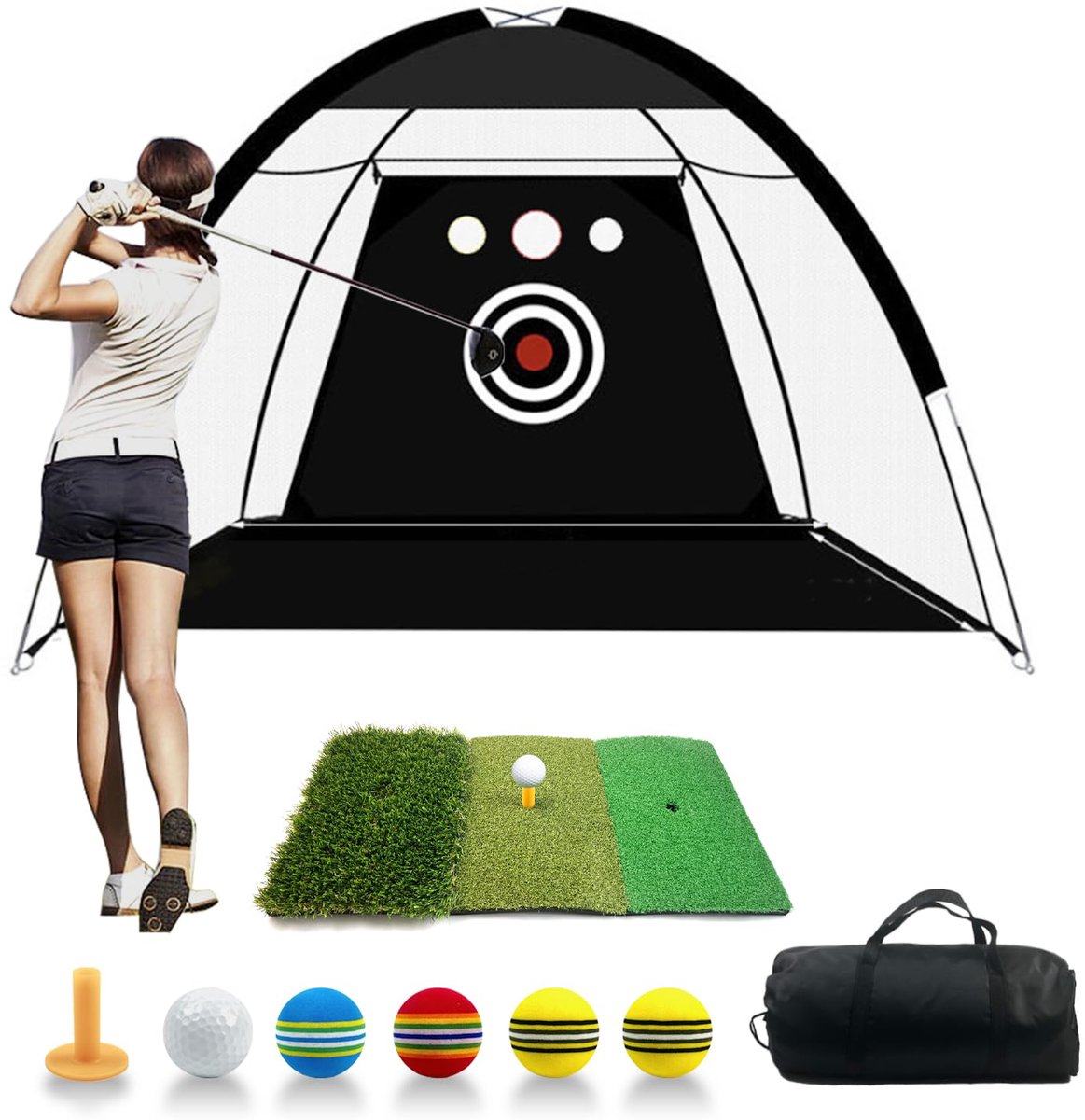 Golf Praktijk Net 10x7Feet (300x200cm) met Hitting Mat Set Training Chipping Aid Netten met Nylon Doel - ShopVlot