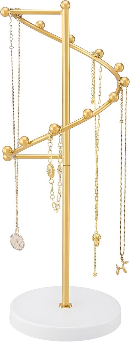 Lolalet Chain Stand with 11 Hooks, Helix Shaped Jewelry Organizer, Metal Rack, Long Chains, Hanging Display Holder - ShopVlot