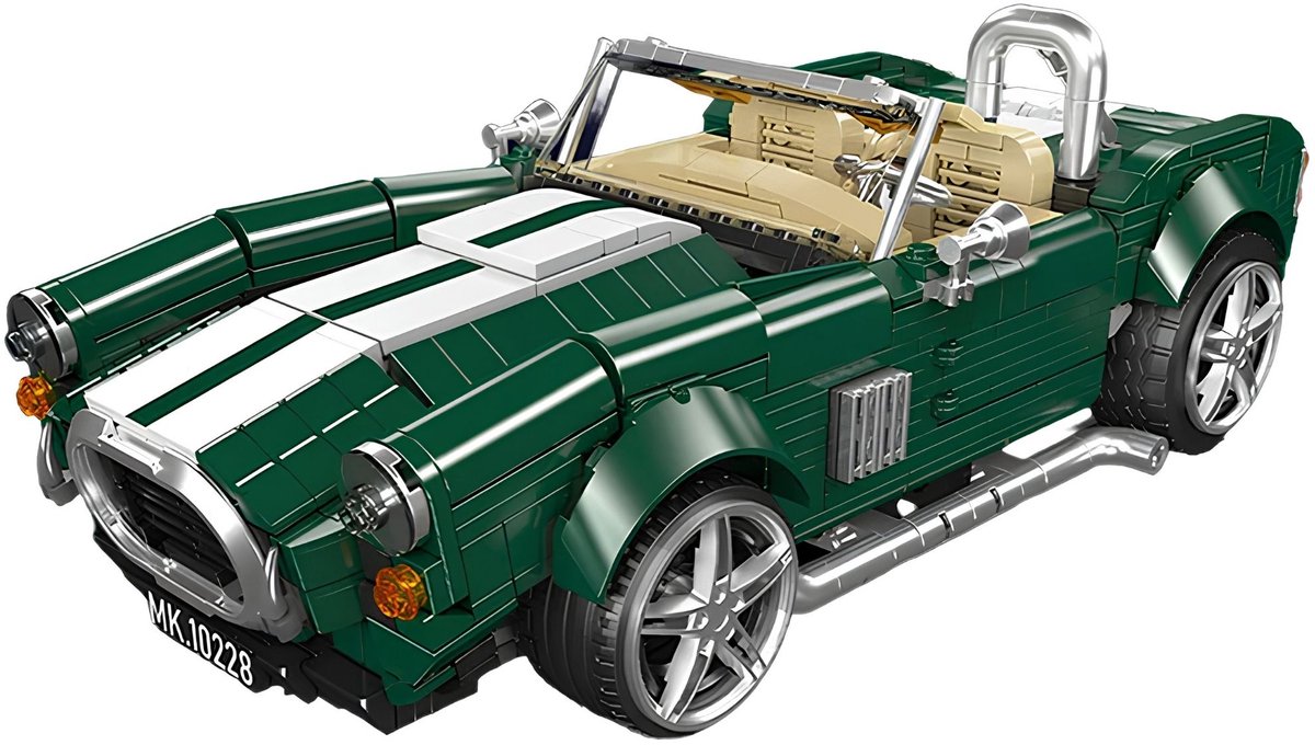Mould King 10228 AC Cobra Oldtimer 1:14 bouwset | City speed champions adventure modelbouw | Technische educatief speelgoed volwassenen & kinderen | DIY Retro auto decoratie geschikt voor lego | Bouwdoos met 1202 bouwstenen