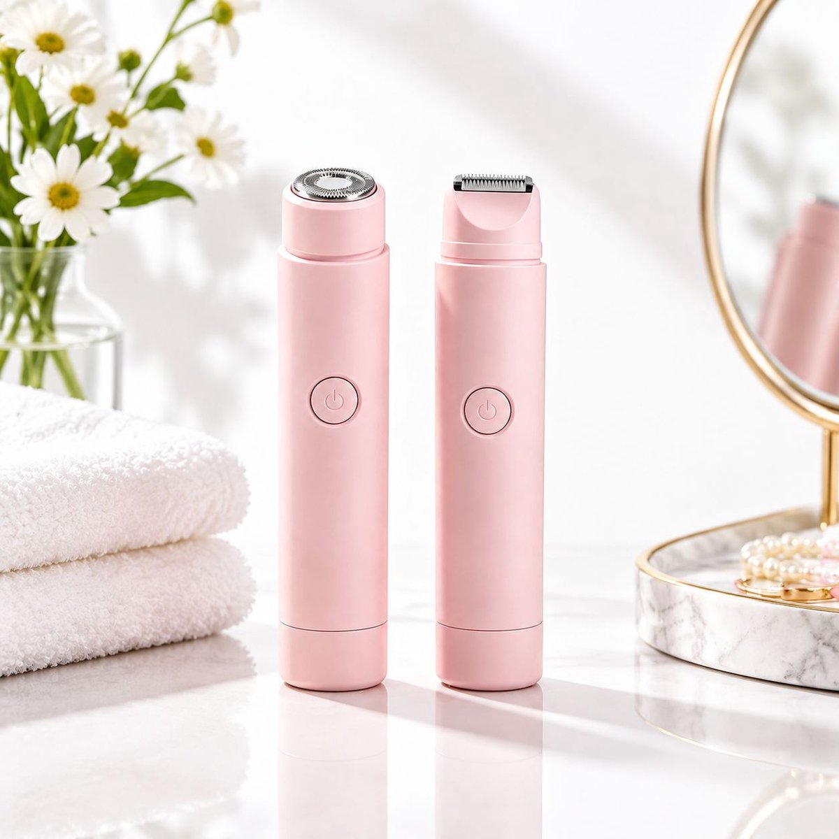 VHV - 2 in 1 elektrische ladyshave voor vrouwen - Oplaadbaar - Trimmer voor bikinilijn, oksels, benen en gezichtshaar - Nat en droog te gebruiken - Wit