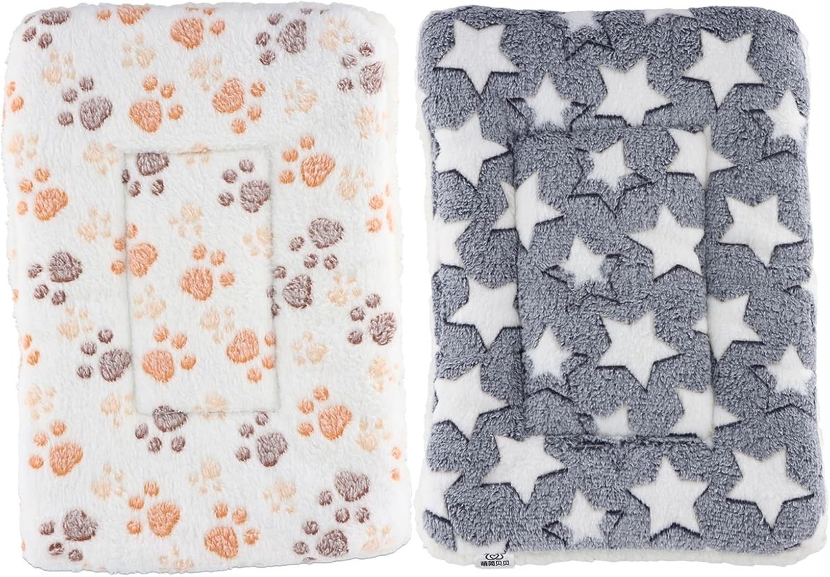 Set van 2 Pluche Dierenkleedjes, Warm en Zacht voor Kleine Dieren, 40 x 30 cm, Geschikt voor Kittens, Konijnen en Cavia's