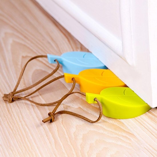 Silicone Door Stopper, 4 Pcs Leaves Style Cartoon Flexible Wedge Window/Door Stops with Lanyard for Home Office Garden - ShopVlot — afbeelding 2