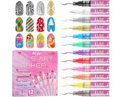 12 Kleur Nagelkunst Markers Set, Kalolary Nagellak Pennen Nagel Punt Graffiti Puntenpen Tekenen Schilderen Lijntrekker - ShopVlot