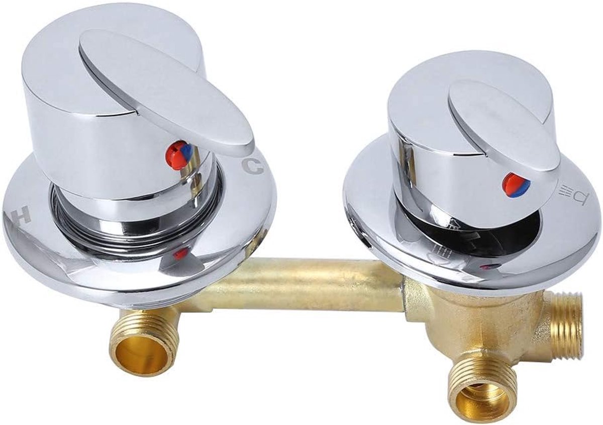Brass double mixer tap water outlet threaded 2/3/4/5 way for kitchen bathroom bathtub mixer shower water temperature - ShopVlot