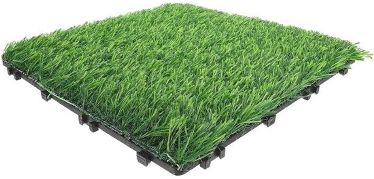 Kunstgrastegels - Kunstgras - Terrasdecoratie - In elkaar grijpend ontwerp - 30 x 30 cm - Groen