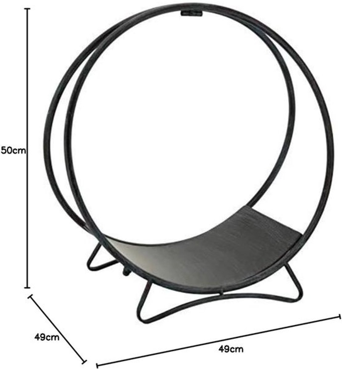 Brandhoutrek rond - Houtopslag - Buitenhaardaccessoire - Roestbestendig metaal - 49x50cm - Antiek